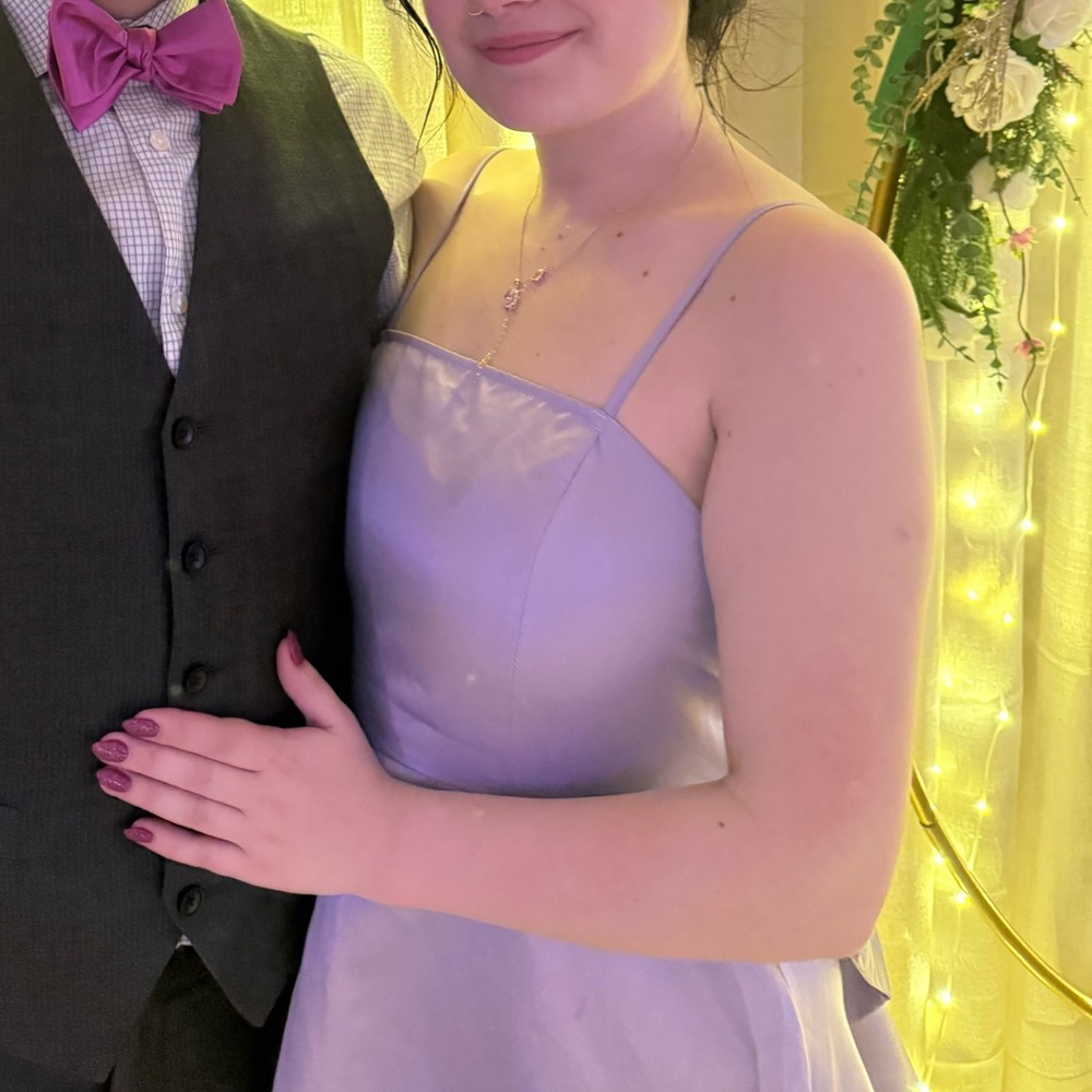 Lavender Satin Spaghetti Strap Dress